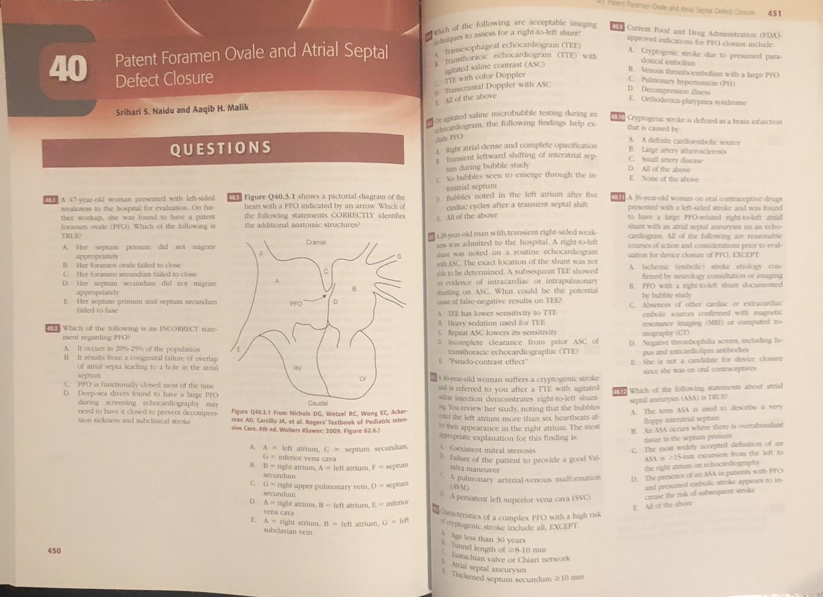 SrihariNaiduMD's tweet photo. Congrats to outgoing IC fellow @MalikMD10 on this fantastic chapter update on PFO/ASD for Deb’s board review Q&amp;A book - the best for IC boards IMO as it gets you back in shape for reading &amp; answering questions. Get your copy! @WMCCardsFellows @TanyaSh112 @mirvatalasnag https://t.co/16T23GP9w4