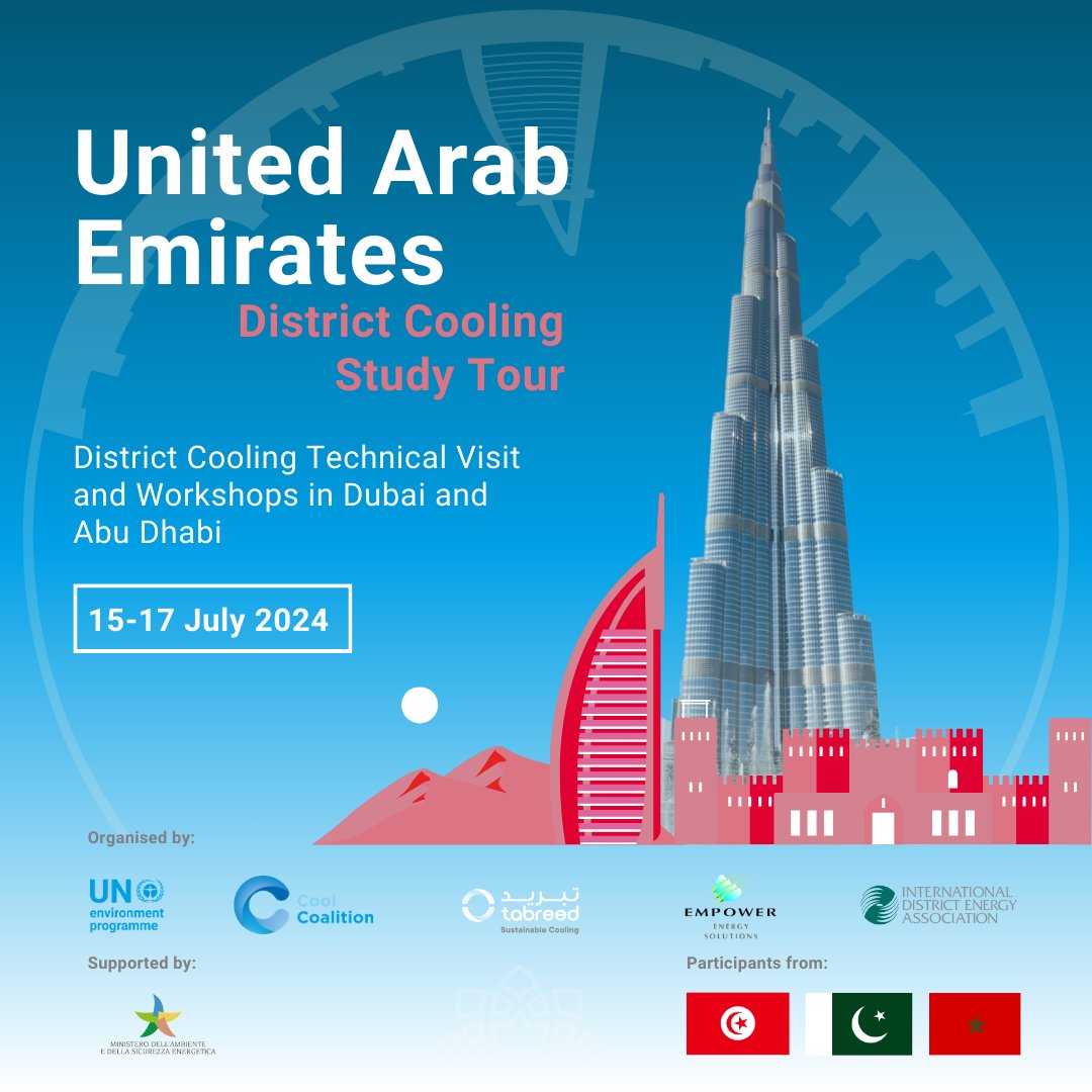 🌟District Cooling in the UAE🌟
<a href="/UNEP/">UN Environment Programme</a>-led Cool Coalition will address rising temperatures &amp; cooling demands during a 3-day workshop on district cooling from July 15-17, thanks to <a href="/Empower_ae/">EMPOWER</a> <a href="/Tabreed/">Tabreed</a> <a href="/districtenergy/">IDEA</a> &amp; the 🇮🇹government. 

💡Find out more: coolcoalition.org/united-arab-em…
