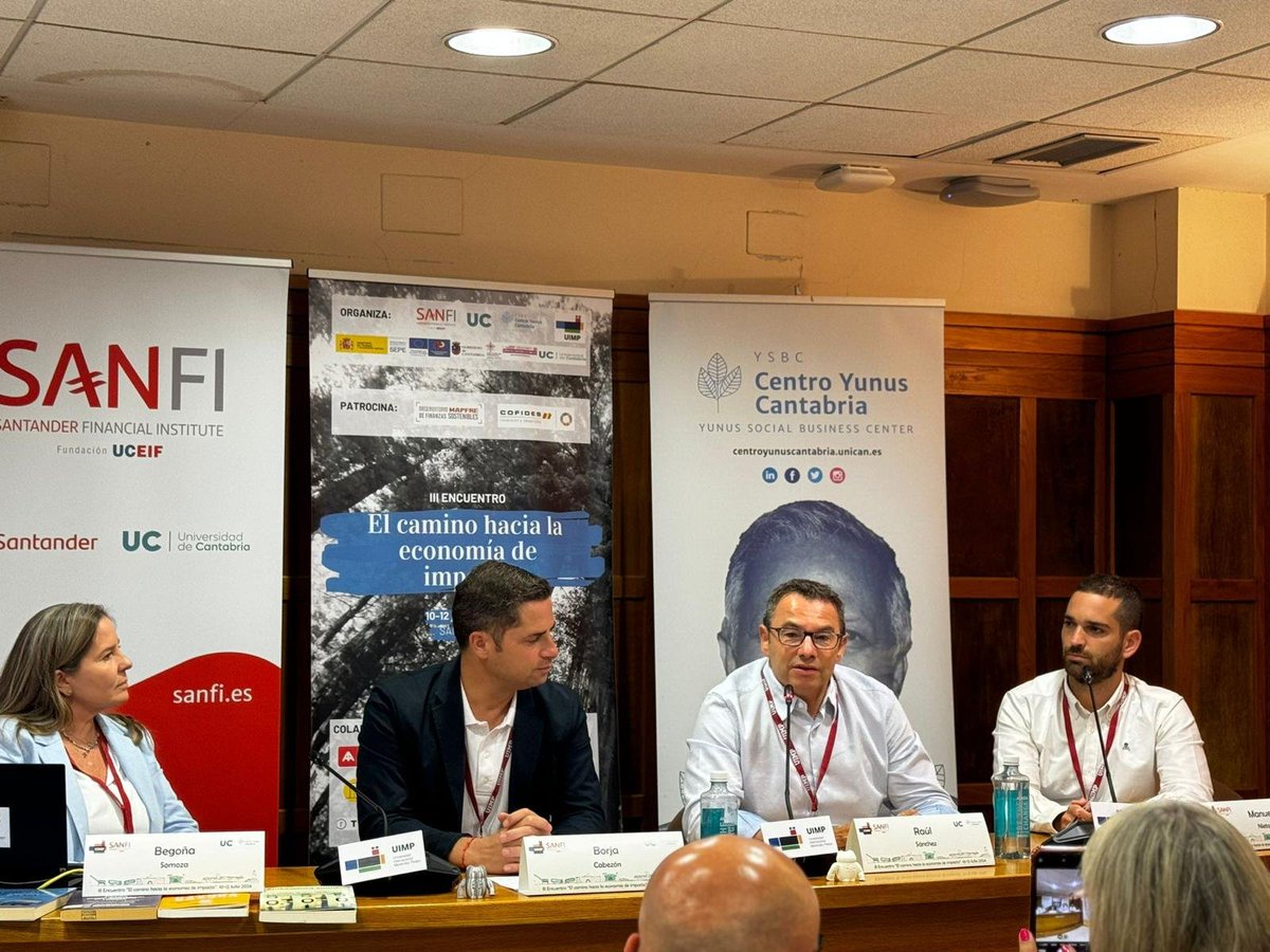 eeb_ove's tweet photo. 🗣️Borja Cabezón, de @enisa , Raúl Sánchez, @COFIDES
y Begoña Somoza, @triodoses en la mesa 'La finaciación del impacto' modera Manuel Nieto de #FirstDropVC
➡️Estamos en el curso que se celebra en 'El camino hacia la economía de impacto III Edición' en
@UIMP https://t.co/pXfy9MhQYx