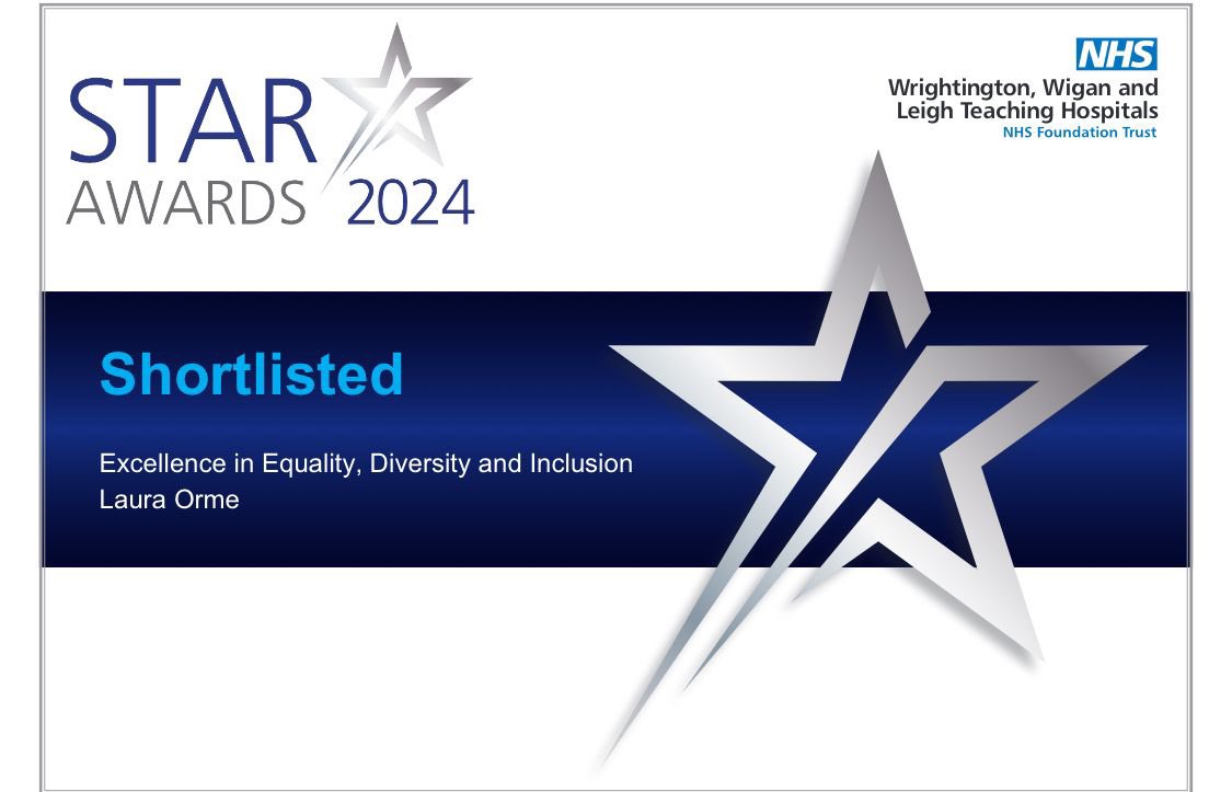 So proud and pleased for Laura, our ECLO who has been shortlisted to the final judging panel in 3 categories Hidden Gem, Rising Star and Excellence in Equality and Diversity <a href="/RNIB/">RNIB</a> #StarAwards #ECLO