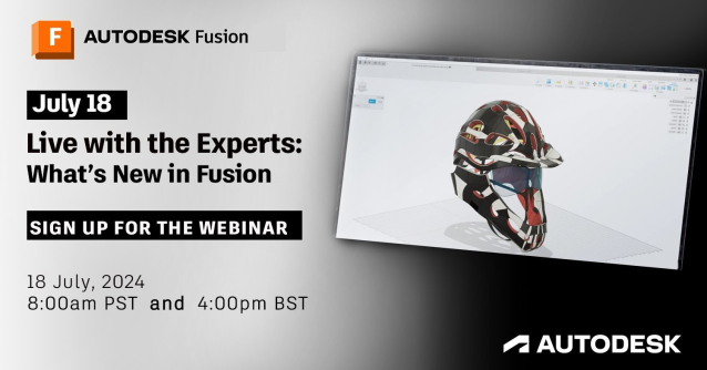 JLodge01's tweet photo. New in Autodesk Fusion | Join the webinar on Thursday, July 18, 2024 | Starting at 8:00 AM PST, and 4:00 PM BST | for a 60-min session Come learn about all the new functionality and tools now available in the latest Fusion. Register Today. #technology https://t.co/UeoQRTczDq https://t.co/uvM4Qd7i7c