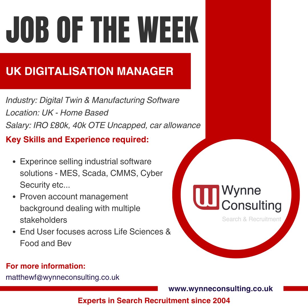 This week's Job of the Week comes from Thomas Smith; for more information about the role, please contact Thomas directly or by email at toms@wynneconsulting.co.uk or drop a comment below, and we will be in touch soon #WynneJobs