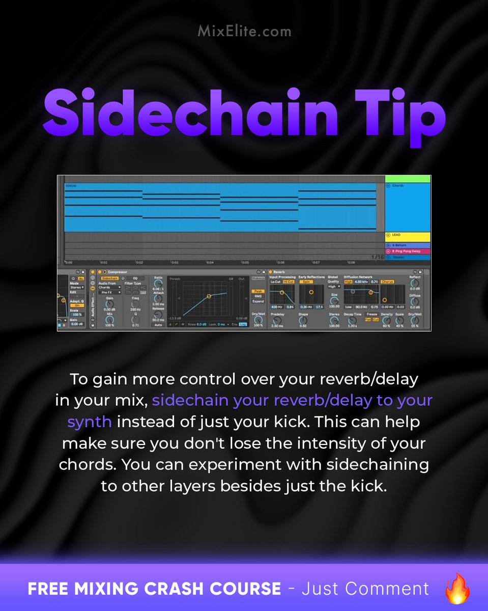 theMixElite's tweet image. Free Mixing Crash Course 👉 MixElite.com/free-course

Reverb &amp;amp; Delay, But Smarter! 💡⁠
⁠

#mixingtips #musicproduction #sidechaining #reverb #delay #producerlife #studiotechniques #audiomixing #sounddesign #homestudio #beatmaking #audioengineering #musicproducer #productiontips