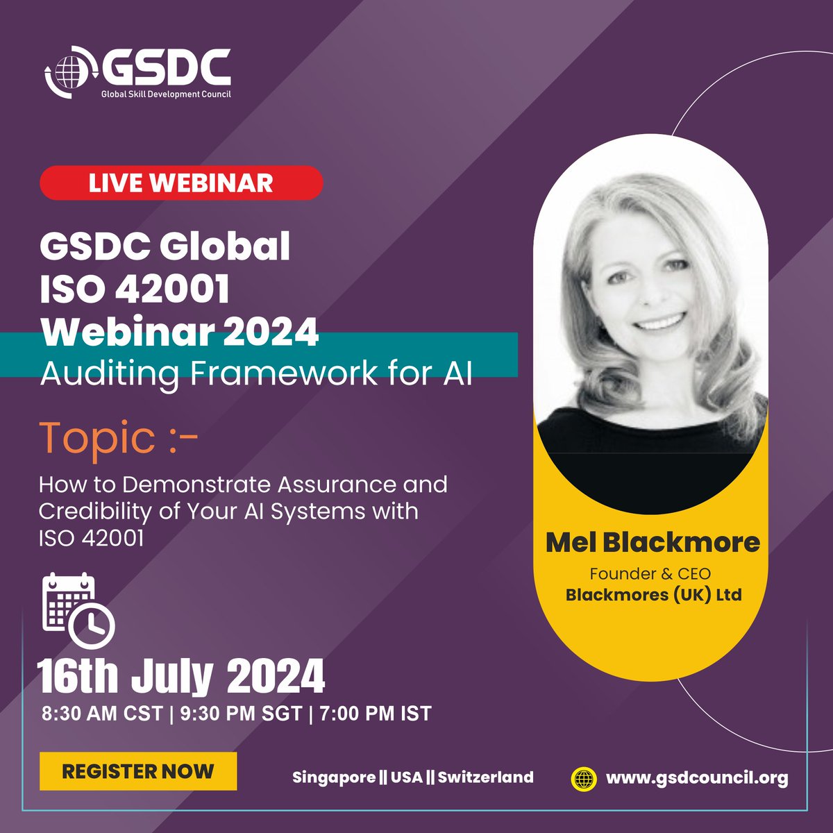 Don't miss out on your chance to register for the 'How to Demonstrate Assurance and Credibility of Your AI Systems with #ISO42001' webinar, hosted in collaboration with GSDC. Register your free place here ➡️bit.ly/45PXzGG