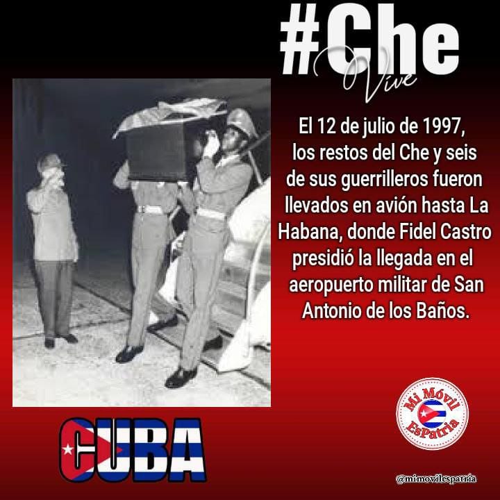 EloylvarezMart1's tweet photo. Este #12DeJulio recordamos la llegada de los restos del #Che y sus compañeros de guerrilla, recibidos en #LaHabanaDeTodos por #FidelPorSimpre en justo y solemne acto junto a todo nuestro pueblo. #IndustriasCuba @ValdesMenendez https://t.co/ra4HfyVYsk