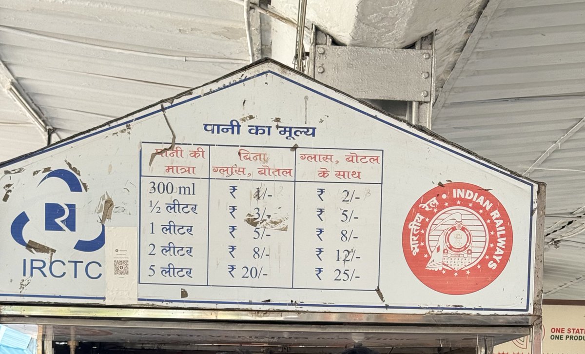 deepakbangar's tweet photo. @RailMinIndia  10 rs is being charged instead of listed price of 8 @Mavli junction station . https://t.co/SeleTLyffE