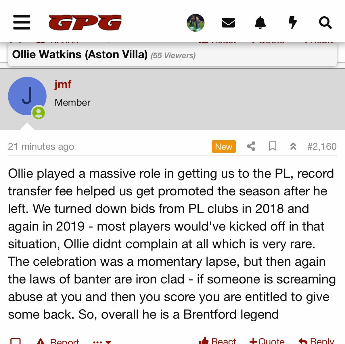 bfcgpg's tweet photo. Matthew Benham has given the verdict on if Watkins is a Brentford legend or not 

Read his verdict below. https://t.co/wZP54TY2o1