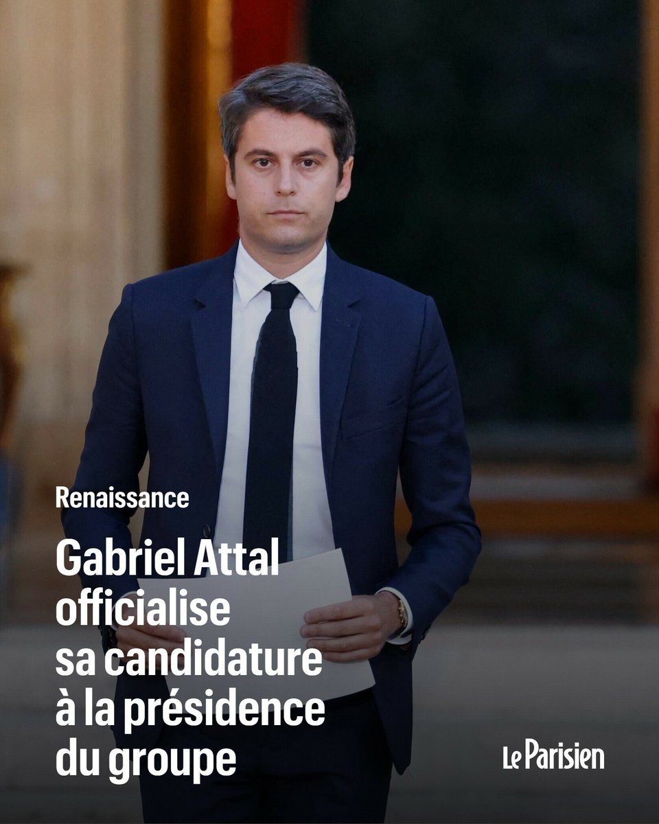 GAttalActu's tweet photo. 🚨 « À la suite de nos échanges, en ayant pour seule boussole notre unité, j’ai l’honneur de vous présenter ma candidature à la présidence de notre groupe. »

— @GabrielAttal officialise sa candidature à la présidence du groupe “Renaissance” dans une lettre adressée aux députés. https://t.co/HVHTXJ2ySd