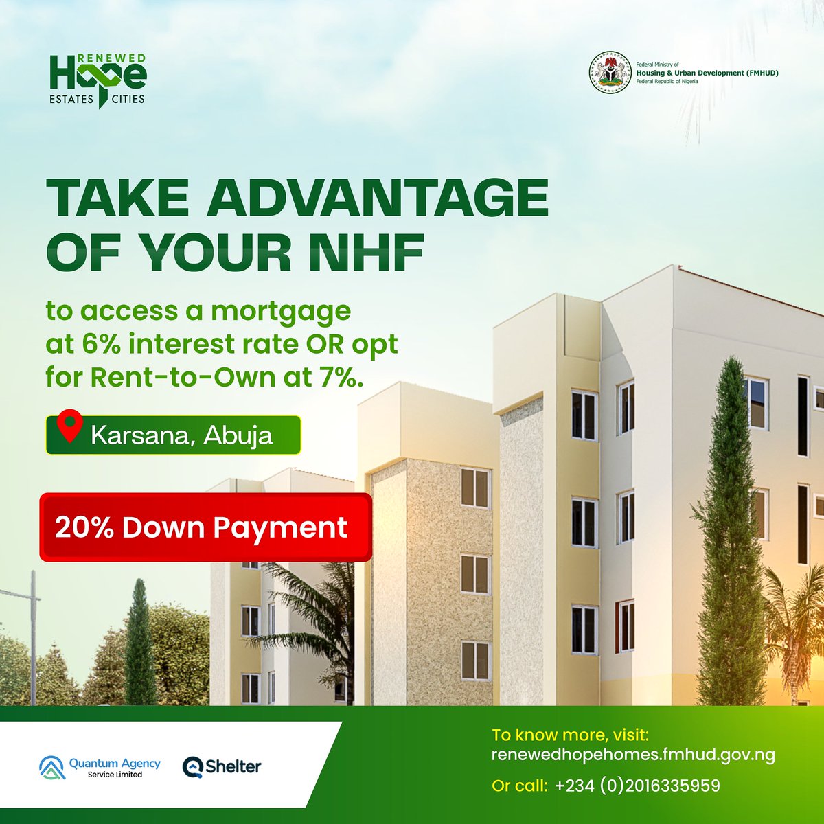 renewedhproject's tweet photo. Dreaming of owning a home? With Renewed Hope Cities and Estates, secure your property with NHF single-digit interest rates at 6% or Rent-to-Own at 7%. Visit https://t.co/0GSPHhFbgA for more details. Call +2342016335959. https://t.co/Jx24iOW5Vq