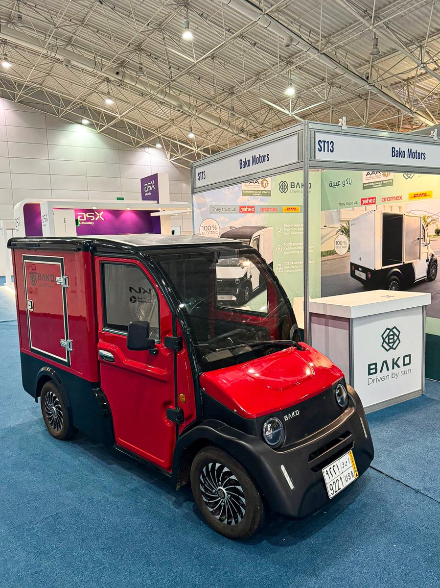 BakoMotors's tweet photo. Check out the highlights from BAKO Motors' participation at the Global EV &amp; Mobility Technology Forum on July 10-11 in Riyadh, Saudi Arabia.   
What do you think of our red B-Van? ⚡☀️🇹🇳https://t.co/kvCckXXhAZ

#gemtech2024 #bakomotors #bvan #sustainability #electriccar #solarcar https://t.co/HXqhcgPpeT