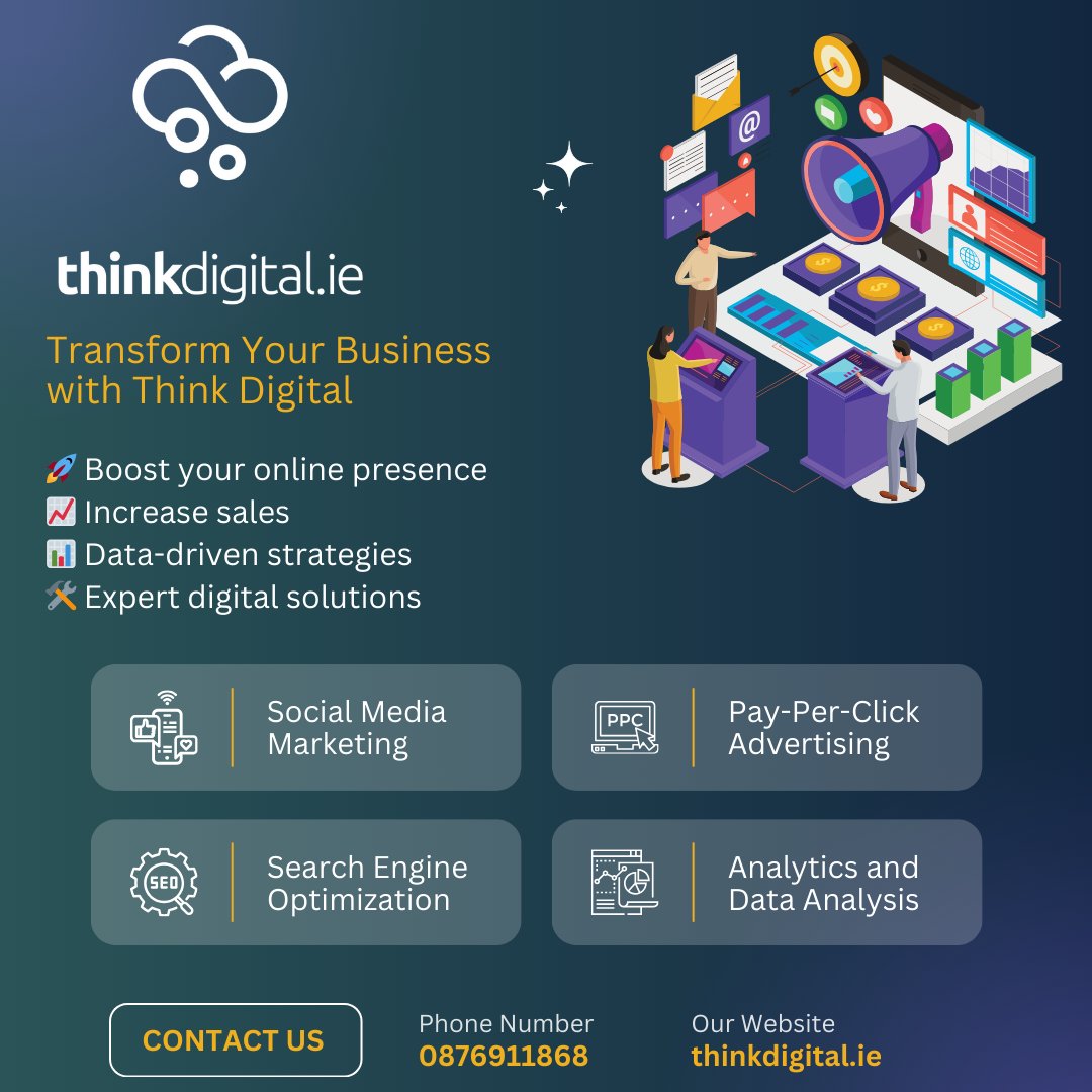 🚀 Transform Your Business with Think Digital!

🌐 Boost your online presence with our cutting-edge strategies.

📈 Increase sales and drive growth through targeted marketing.

📊 Make data-driven decisions with expert insights.

#DigitalMarketing #BusinessGrowth#OnlineSuccess