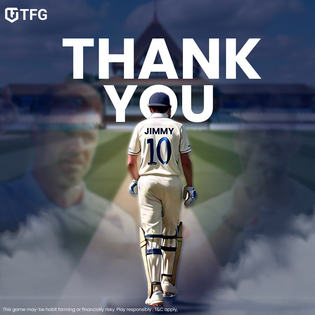 playtfg_in's tweet photo. End of an era! James Anderson, a true legend of cricket.🏏🫡
Thank you for the countless memories, incredible spells, and unmatched dedication.❤️

#JamesAnderson #JimmyAnderson #ENGvsWI #EnglandCricket #TFG https://t.co/ZvSCgn2D9c