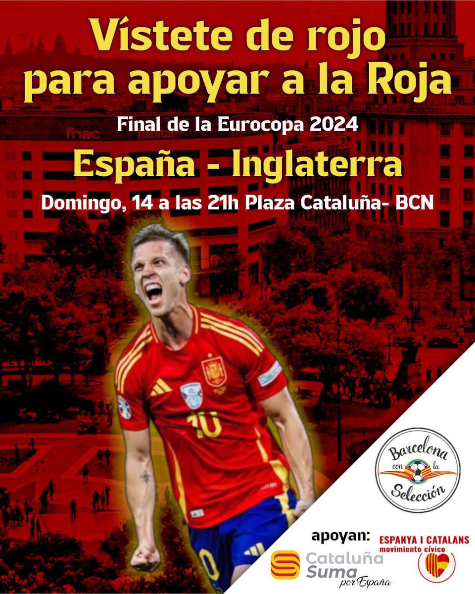 Ven y vístete de Rojo para hacer una marea roja en Plaza Cataluña y que se vea lo que somos los barceloneses.

¡Que Corra!