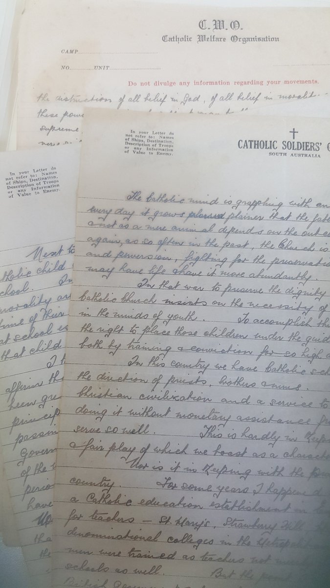 churcharchives's tweet photo. Fr John Carroll CM b. 15-11-1899, Dromkeen, Co. Limerick; joined Vincentians 13-10-1918; d. Castleknock 19-02-1987. Army chaplain in #WWII in #Australia. He used headed paper with war-time typed notices: "Do not divulge any information regarding your movements". #CatholicArchives https://t.co/OfXxCRPgsV