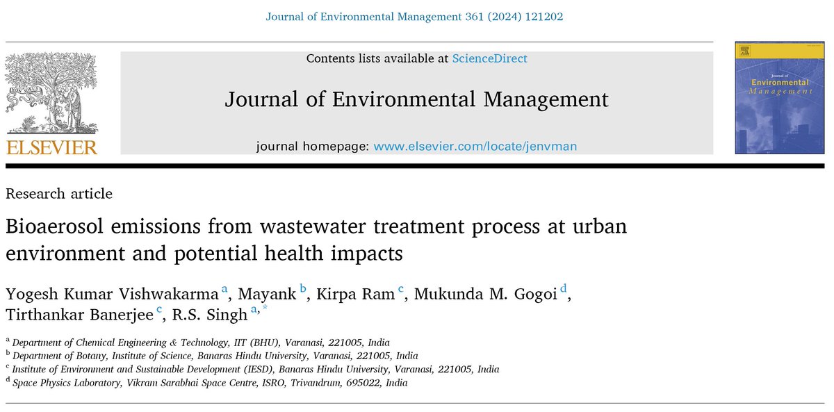 Tirthankar Banerjee (@tirthankar_iesd) on Twitter photo Evidence on bioaerosol emissions from wastewater treatment processes in urban environment.
Read at sciencedirect.com/science/articl…
<a href="/IITBHU_Varanasi/">IIT (BHU), Varanasi</a> <a href="/vascsc/">VASCSC</a> <a href="/bhupro/">BHU Official</a> Evidence on bioaerosol emissions from wastewater treatment processes in urban environment.
Read at sciencedirect.com/science/articl…
<a href="/IITBHU_Varanasi/">IIT (BHU), Varanasi</a> <a href="/vascsc/">VASCSC</a> <a href="/bhupro/">BHU Official</a>