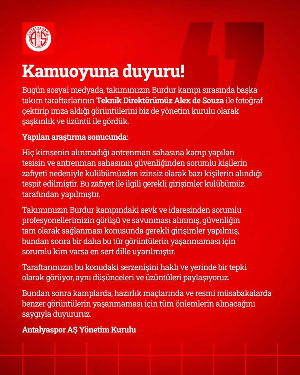 Antalyaspor's tweet photo. 📌  Kamuoyuna duyuru!

🖇 https://t.co/c12y4digvZ https://t.co/TdIqxEi7s8