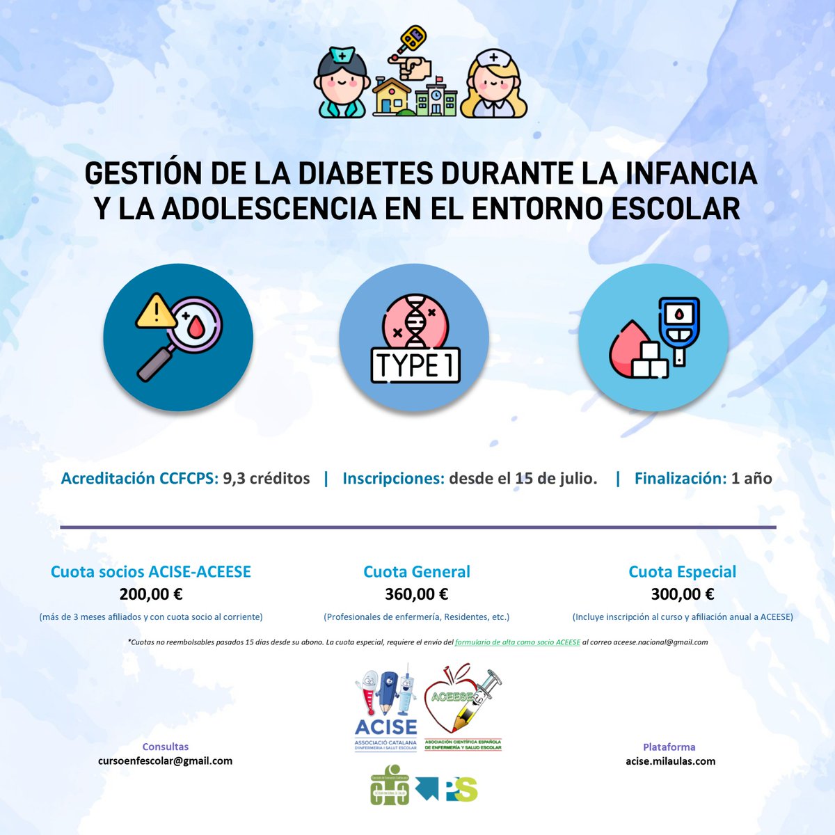 enfervalencia's tweet photo. 📢NUEVO CURSO!*

*|  Gestión de la diabetes durante la infancia y la adolescencia en el entorno escolar
Formulario de registro:*  https://t.co/CvUsJqGwbx 
---------
💻📚📒 
*Tríptico del curso:* https://t.co/M9Q4nAJ8qE
---------
📧❓📚
*Consultas:* cursoenfescolar@gmail.com https://t.co/bFFJ86I7JS