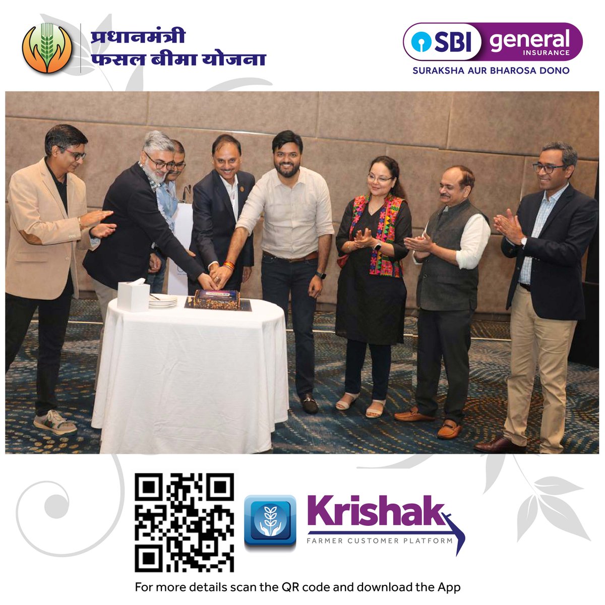 sbigeneral's tweet photo. SBI General launches its in-house Mobile Application called “Krishak,” tailored specifically to cater to the needs of the farming community. The Krishak App stands out as an innovative solution that harnesses the power of technology to support farmers in their daily agricultural activities. Acting as a reliable companion to farmers, this app goes above and beyond by offering crucial features such as providing comprehensive weather information, enabling hassle-free reporting of claims, and allowing real-time tracking of claim status, among a host of other valuable functionalities. Moreover, Krishak also serves as a convenient platform for users to explore and purchase various products beyond just Crop. Krishak represents a significant step towards fostering digital innovation.

The significant milestone of the launch was celebrated in the presence of Shri Naveen Chandra Jha, MD & CEO along Shri Rakesh Kaul - Chief Business Officer, Shri Jitendra Attra – Chief Financial Officer, Shri Pankaj Pandey – Chief Information Officer, Shri Udayan Joshi - Chief Technical & Claims Officer, Smt Priya Kumar – EVP & Business Head Emerging Lines, Shri Samir Chhabra - Head Strategy and Performance Planning & Shri Piyush Singh – Head Rural, Agriculture & Micro Insurance.

To download the Krishak app scan the QR code or click on https://t.co/gDj2RS9bmV

#PMFBY #SBIGeneralInsurance