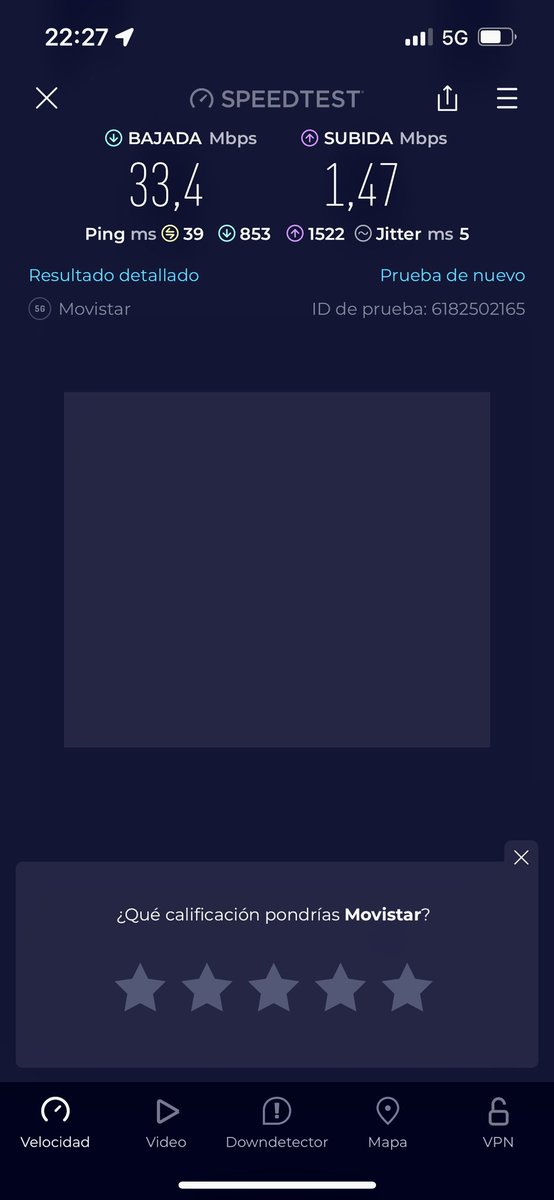 nicoechandi's tweet photo. Ayer por primera vez noté que mi celu se conectaba a la red 5g de @MovistarArg  en la ciudad de Mar del Plata. En teoría debería ser 10 veces más rápida que la 4g. 
Les capturo una pantalla para que mueran de envidia… 🤷🏻‍♂️ https://t.co/w9RUagx86e