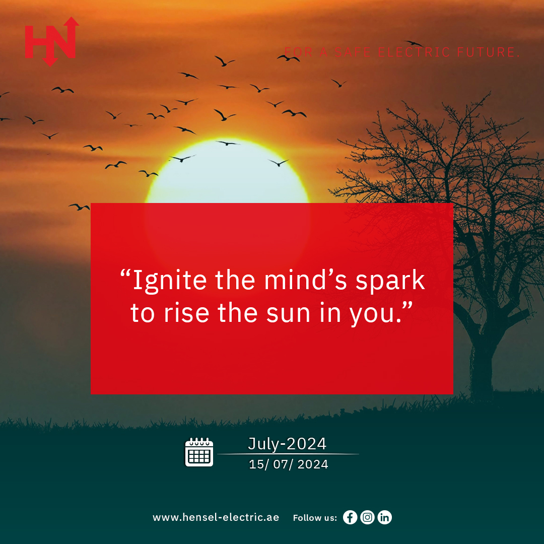 Hensel_Electric's tweet image. “Ignite the mind’s spark to rise the sun in you.”

#IgniteTheMind #RiseTheSun #SparkWithin #hensel #forasafeelectricfuture #henselelectricfze 

Visit us at: hensel-electric.ae