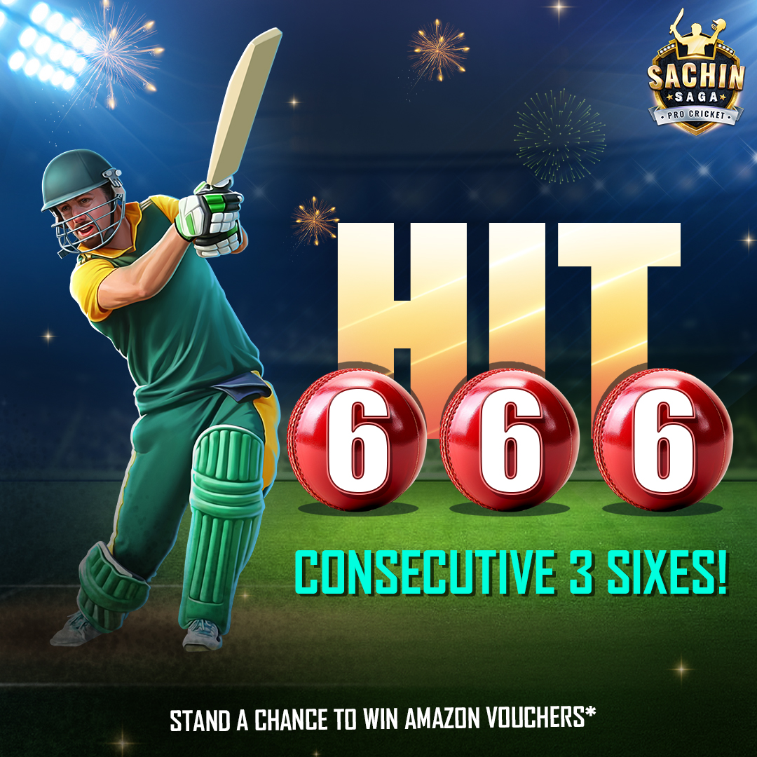 Can you score that hattrick 6️⃣6️⃣6️⃣  Contest Alert ⚠  Hit 3 consecutive SIXES in Sachin Saga Pro Cricket  Tag us in your story to enter the contest! T&amp;C Apply.  Winners will be announced on 19th July  

#SachinSagaProCricket #ItsPROtime #AnniversaryContest #CricketMobileGame