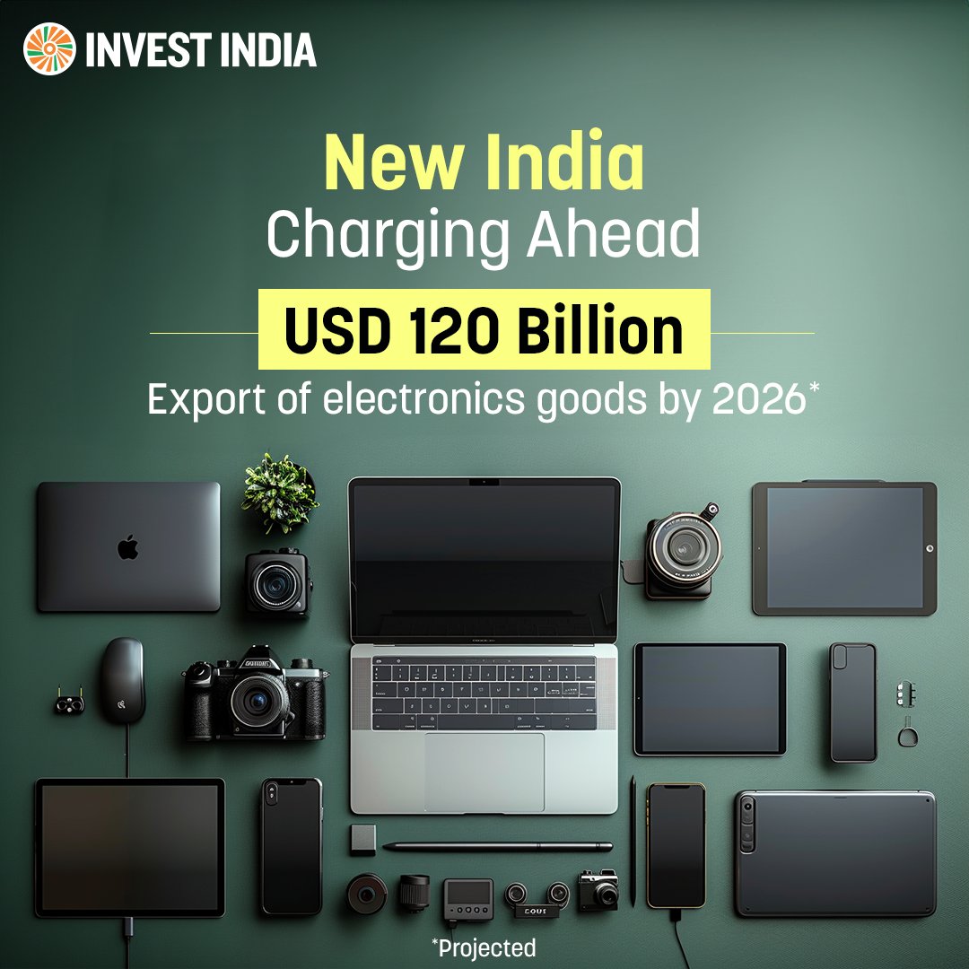 InvestIndiaGER's tweet photo. #NewIndia aims to achieve USD 300 Billion worth of domestic electronic manufacturing by 2025-26, presenting a unique opportunity for global firms. #InvestInIndia to manufacture the best electronic products for global consumers.

Visit: https://t.co/iDBfkYzrNV

#InvestInIndia https://t.co/um5aBryA7G