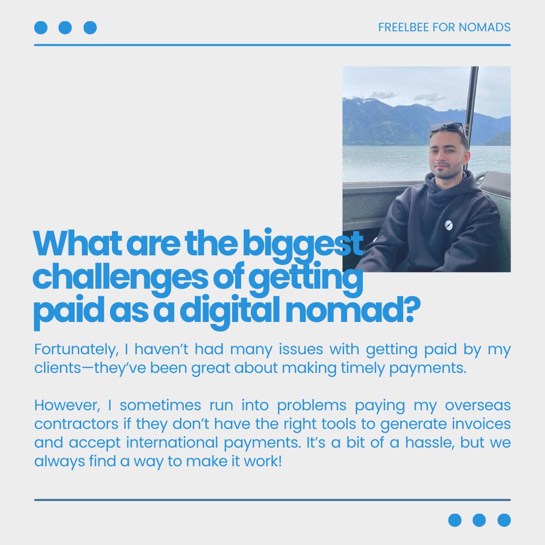 freelbee_'s tweet photo. Freelbee on the Go: Digital Nomad Hacks with Nivit 🌎🚀

We're teaming up with Nivit Kochhar @travelwithniv, a pro-nomad, to share travel &amp; work hacks!

Nivit's been to 24 countries in 2 years, worked in 5 continents, all while running a successful business!

Happy reading🤝 https://t.co/LixtfhgYXV