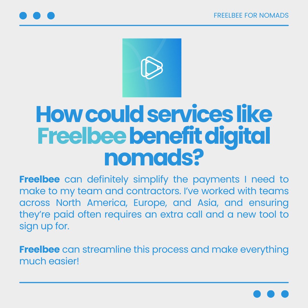 freelbee_'s tweet photo. Freelbee on the Go: Digital Nomad Hacks with Nivit 🌎🚀

We're teaming up with Nivit Kochhar @travelwithniv, a pro-nomad, to share travel &amp; work hacks!

Nivit's been to 24 countries in 2 years, worked in 5 continents, all while running a successful business!

Happy reading🤝 https://t.co/LixtfhgYXV