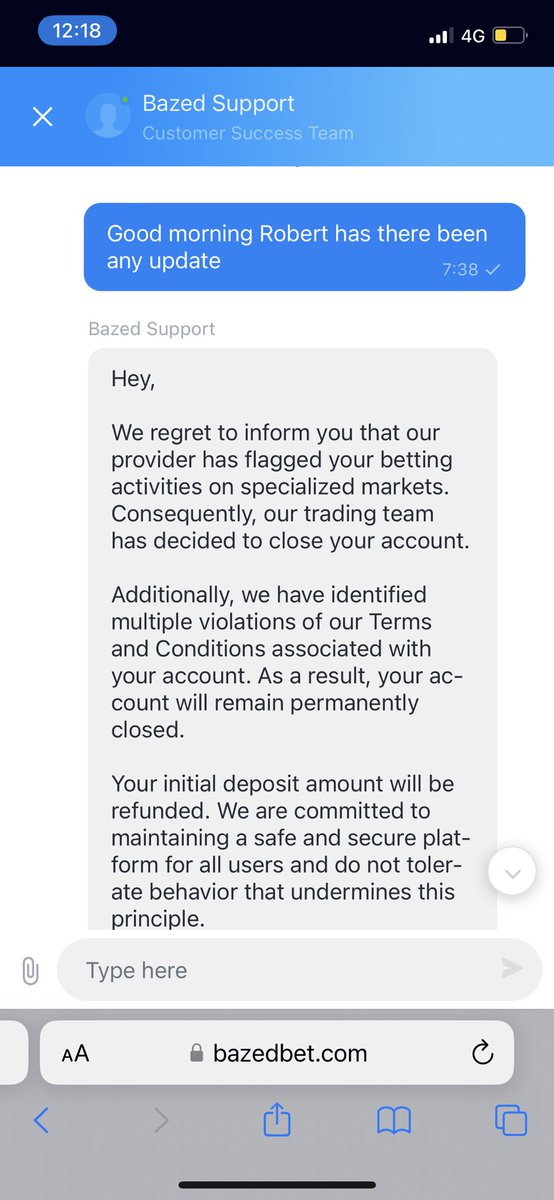 Juannsim's tweet photo. @dunkerkongeth @BazedArmy $BAZED is a scam , don’t invest  banned my account for betting unders on football matches and winning . 

How can I violate terms and conditions, which terms and conditions?? They have no terms and conditions. When u click on the link it takes you back to home page https://t.co/qN7Bn0Bawy