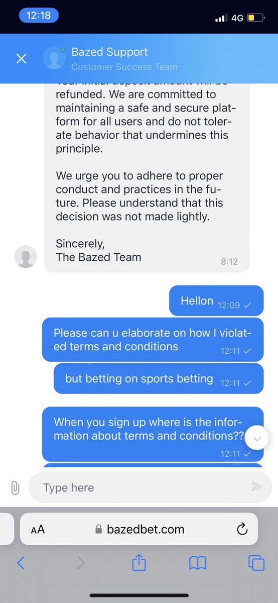 Juannsim's tweet photo. @dunkerkongeth @BazedArmy $BAZED is a scam , don’t invest  banned my account for betting unders on football matches and winning . 

How can I violate terms and conditions, which terms and conditions?? They have no terms and conditions. When u click on the link it takes you back to home page https://t.co/qN7Bn0Bawy