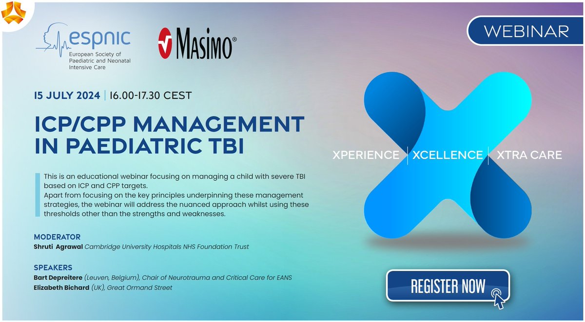 📣 Join us on July 15th for a webinar on ICP/CPP management in Paediatric TBI. Just three days left!

📌Register here: mcaevents.eventsair.com/icpcpp-managem…