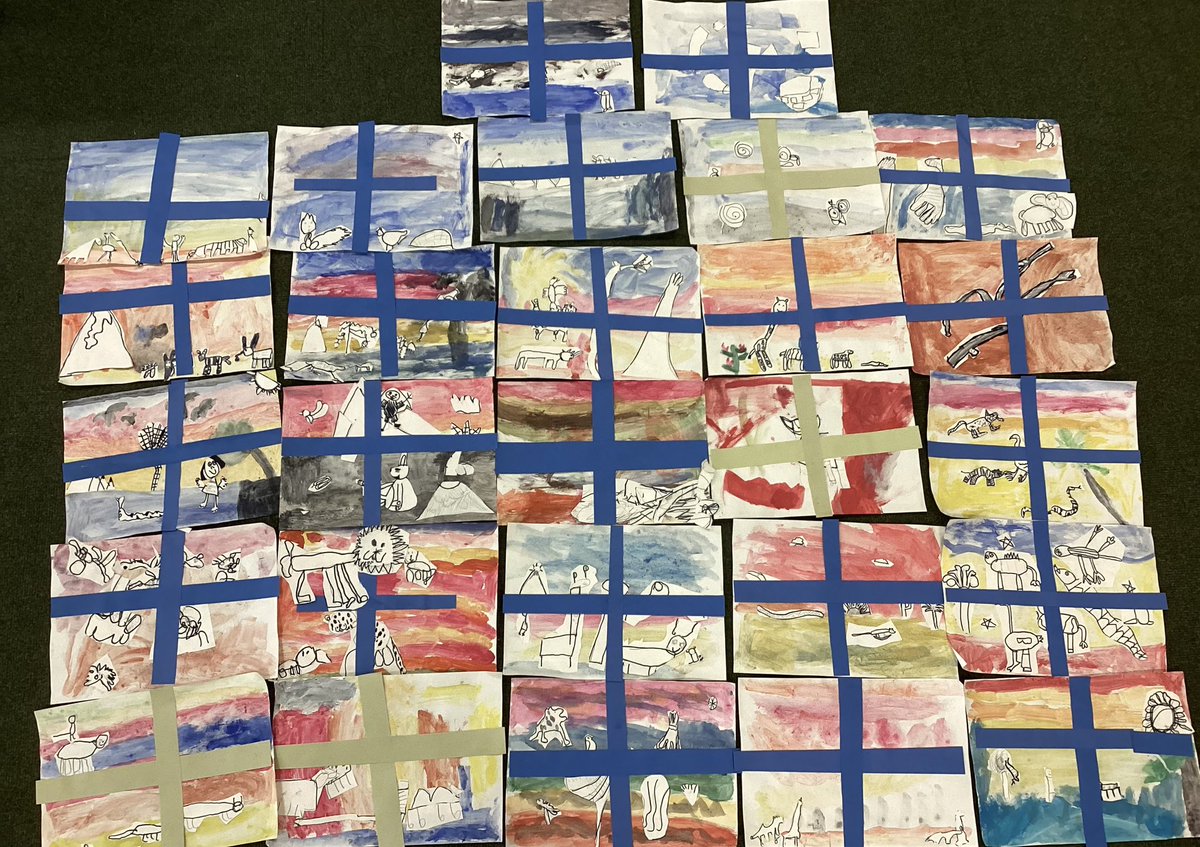 @MrsWY1Yellow have created artwork for the end of our Geography topic…the question posed was “Would you rather live in a hot or cold climate?” They painted and collaged the view they would prefer to see through their window #ks1geographers