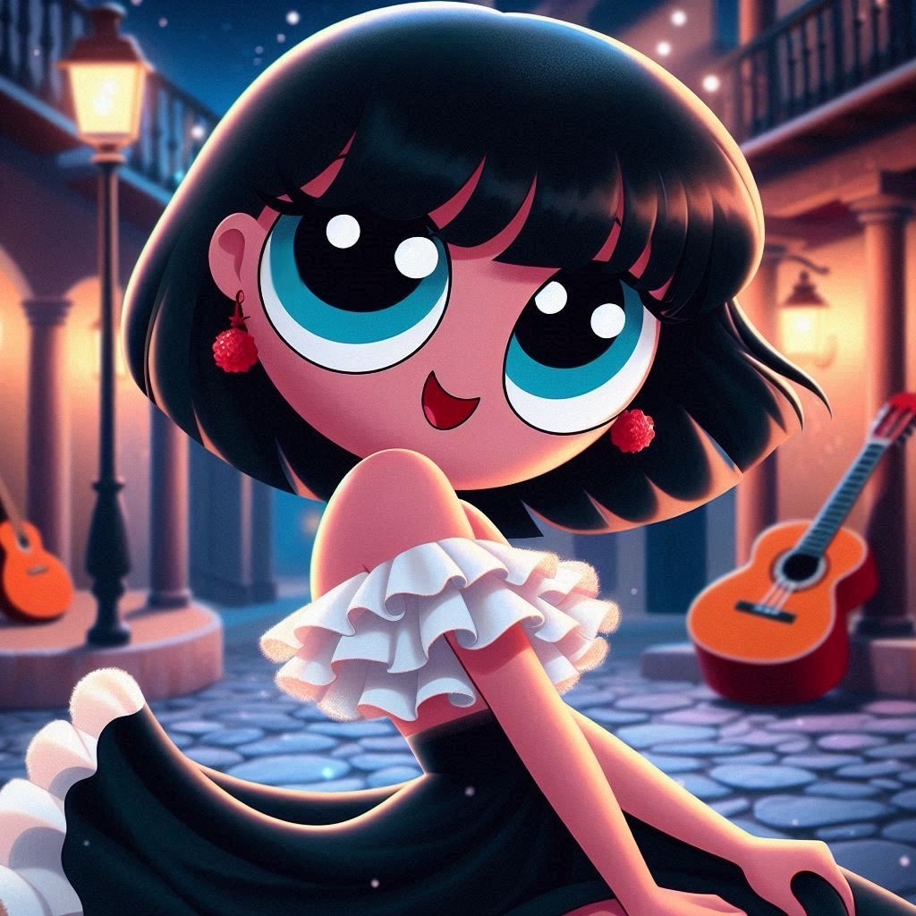 PiratePon's tweet photo. Ms. Keane as a beautiful dancer. #mskeane #PowerpuffGirls #bingimagecreator #SeductiveFlamencoFriday #FanArtFriday https://t.co/xTb77GK5Jx
