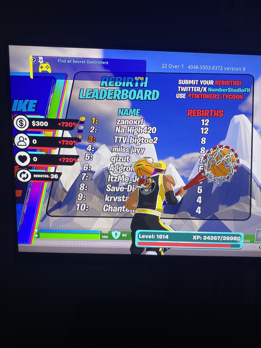 Yellaxwp's tweet photo. Rebirth 36 @NumberStudioFn  gamertag: Yella x Wp #tiktoker2_tycoon https://t.co/28m9uakjkw