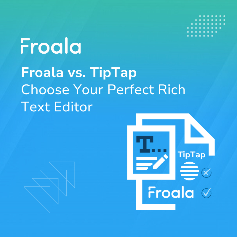 Filestack's tweet image. 🔍 Considering rich text editors? Froala vs. TipTap—find out which one matches your content creation goals. Discover which editor will enhance your content creation workflow effectively.👉 bit.ly/3RUkTNJ

#RichTextEditor #HTMLEditor #TextEditing #WebDevelopment