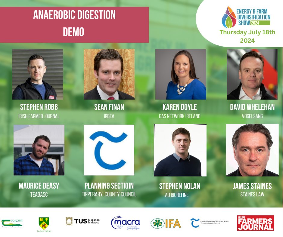 Energy and Farm Diversification Show 2024 (@energyinagri) on Twitter photo Demonstration Announcement
Anaerobic Digestion Demo
🗓️ Thursday 18th July
📍Gurteen College, Co.Tipperary
Register for free at bit.ly/4biINJT
<a href="/IFAmedia/">Irish Farmers' Association</a> <a href="/TipperaryCoCo/">Tipperary County Council</a> <a href="/farmersjournal/">Irish Farmers Journal</a> <a href="/TUS_ie/">Technological University of the Shannon</a> <a href="/GurteenCollege/">Gurteen College</a> <a href="/MacranaFeirme/">Macra na Feirme</a> <a href="/teagasc/">Teagasc</a> Demonstration Announcement
Anaerobic Digestion Demo
🗓️ Thursday 18th July
📍Gurteen College, Co.Tipperary
Register for free at bit.ly/4biINJT
<a href="/IFAmedia/">Irish Farmers' Association</a> <a href="/TipperaryCoCo/">Tipperary County Council</a> <a href="/farmersjournal/">Irish Farmers Journal</a> <a href="/TUS_ie/">Technological University of the Shannon</a> <a href="/GurteenCollege/">Gurteen College</a> <a href="/MacranaFeirme/">Macra na Feirme</a> <a href="/teagasc/">Teagasc</a>