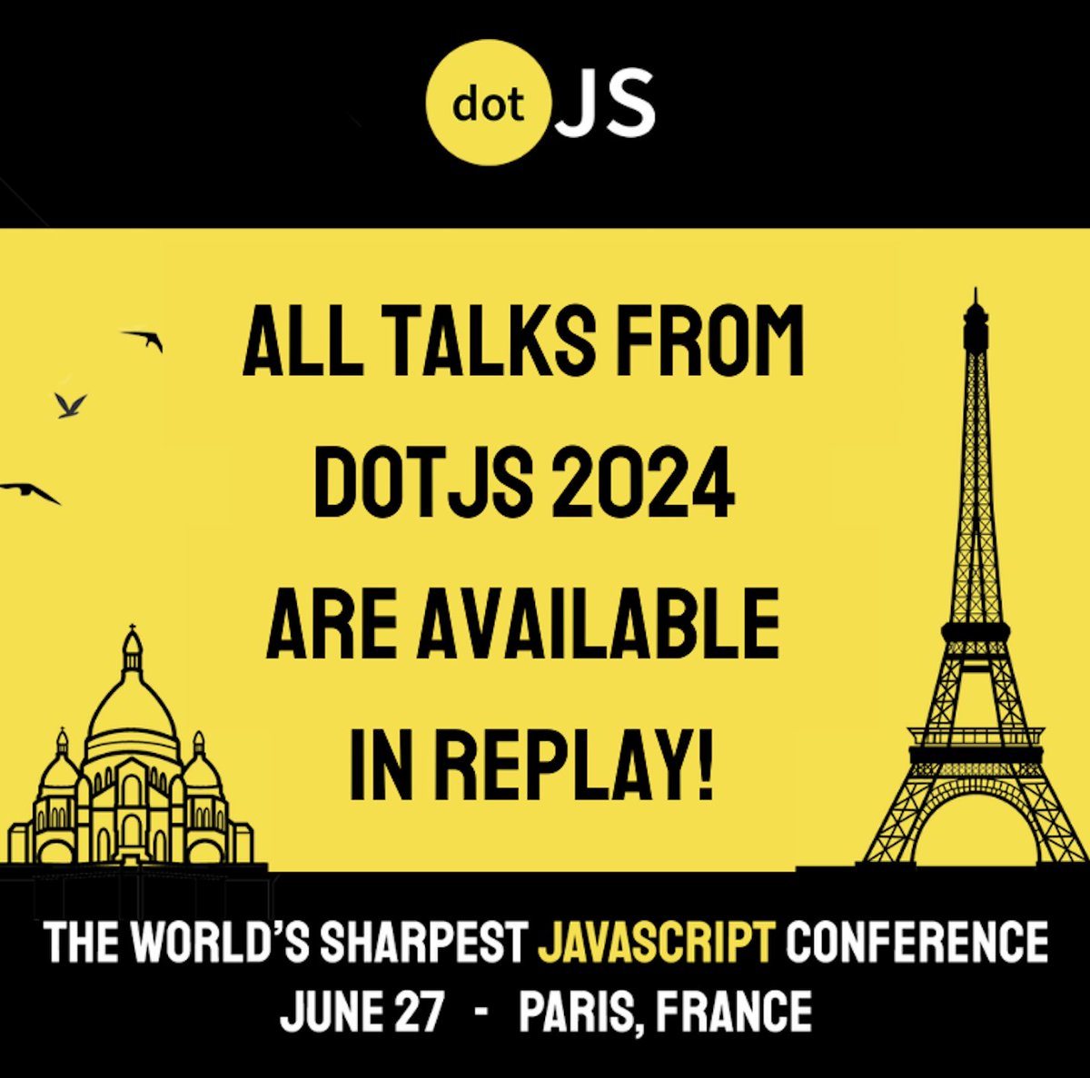 📽️ All the talks from #dotJS 2024 are now available online🤩

👀Watch now the conference replay:
youtube.com/playlist?list=…

😍Thank you again to all our fantastic speakers: <a href="/LeaVerou/">Lea Verou, PhD</a>, <a href="/markdalgleish/">Mark Dalgleish</a>, <a href="/BenLesh/">Ben Lesh</a>, <a href="/_jessicasachs/">jess</a>, <a href="/mgechev/">Minko Gechev</a>, <a href="/cramforce/">Malte Ubl</a>, <a href="/bendhalpern/">Ben Halpern</a>,