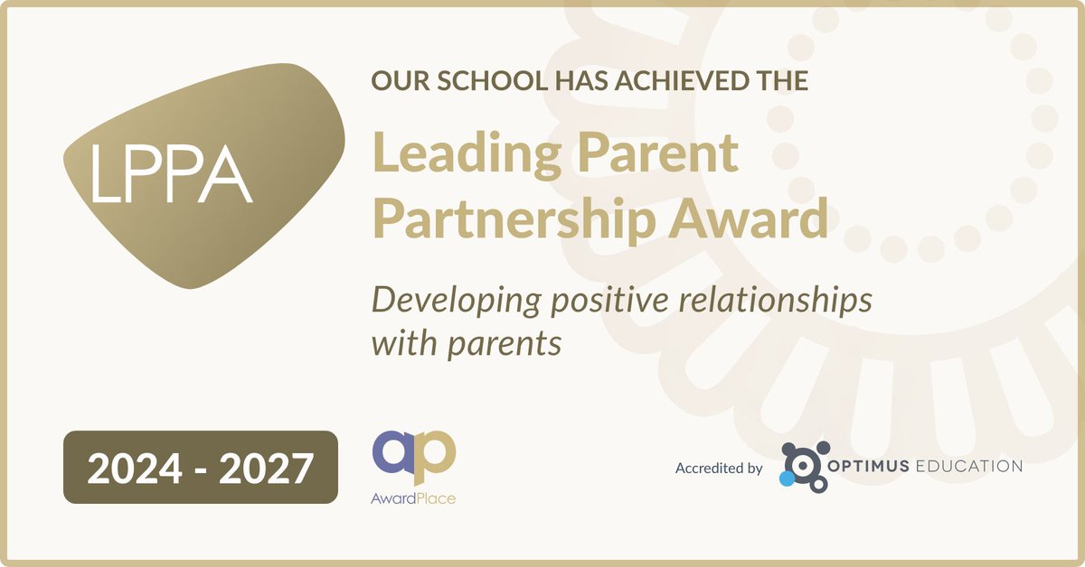 PrimaryMay's tweet photo. We're proud to announce that we have successfully been awarded the Leading Parent Partnership Award provided by @OptimusEd! This is a nationally recognised award, which recognises schools that excel in collaborating with parents, families and the wider community. #LPPA https://t.co/EPG0ikGzRj
