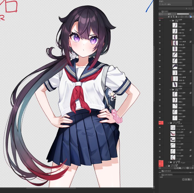 意外とパーツ分け6時間かかっちゃったw ご飯食べたら追加のパーツを描いてlive2Dつっこむ