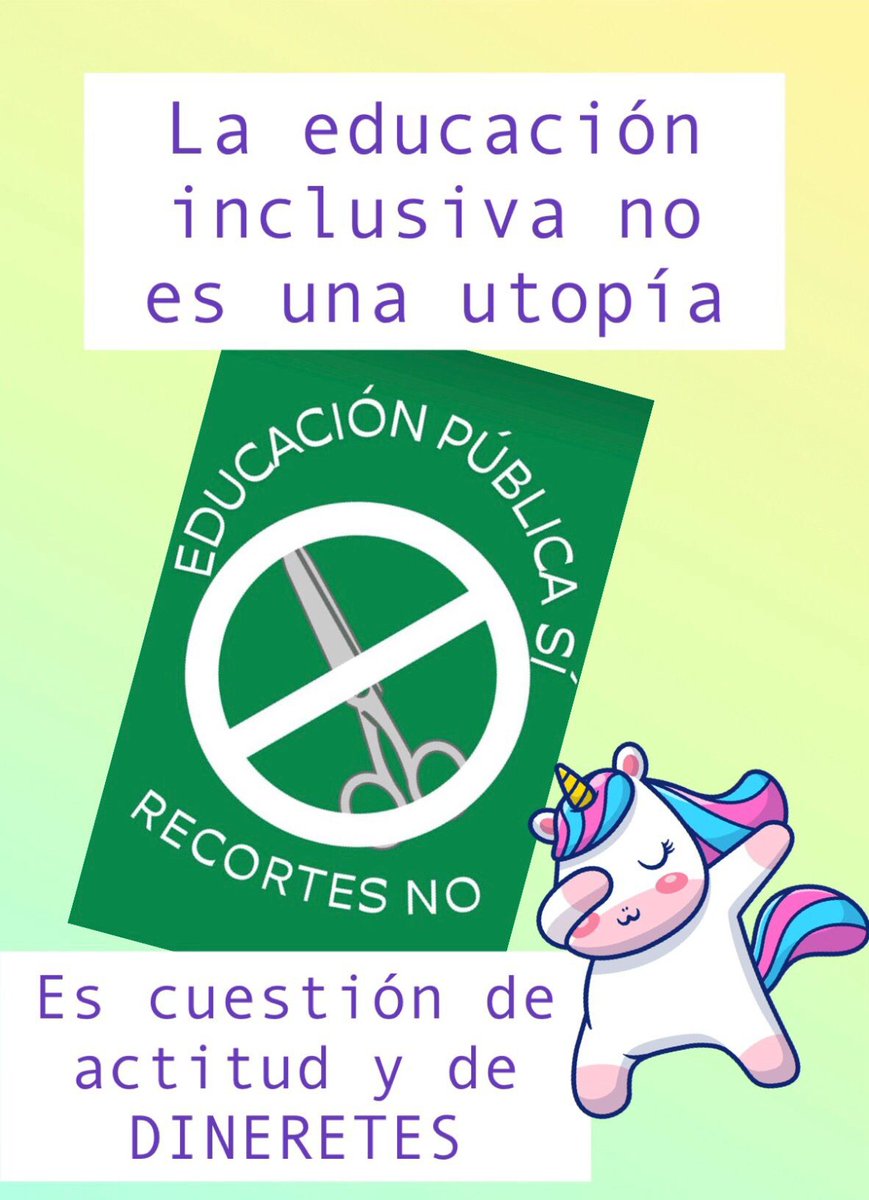 soysteita's tweet image. La educación inclusiva NO es una utopía, es una cuestión de actitud y “dineretes”. Por eso en @SindicatoSTEA estamos en contra los recortes en la enseñanza pública para trasvasar recursos a la red privada concertada, no lo permitiremos. stea.es/stea/la-educac…