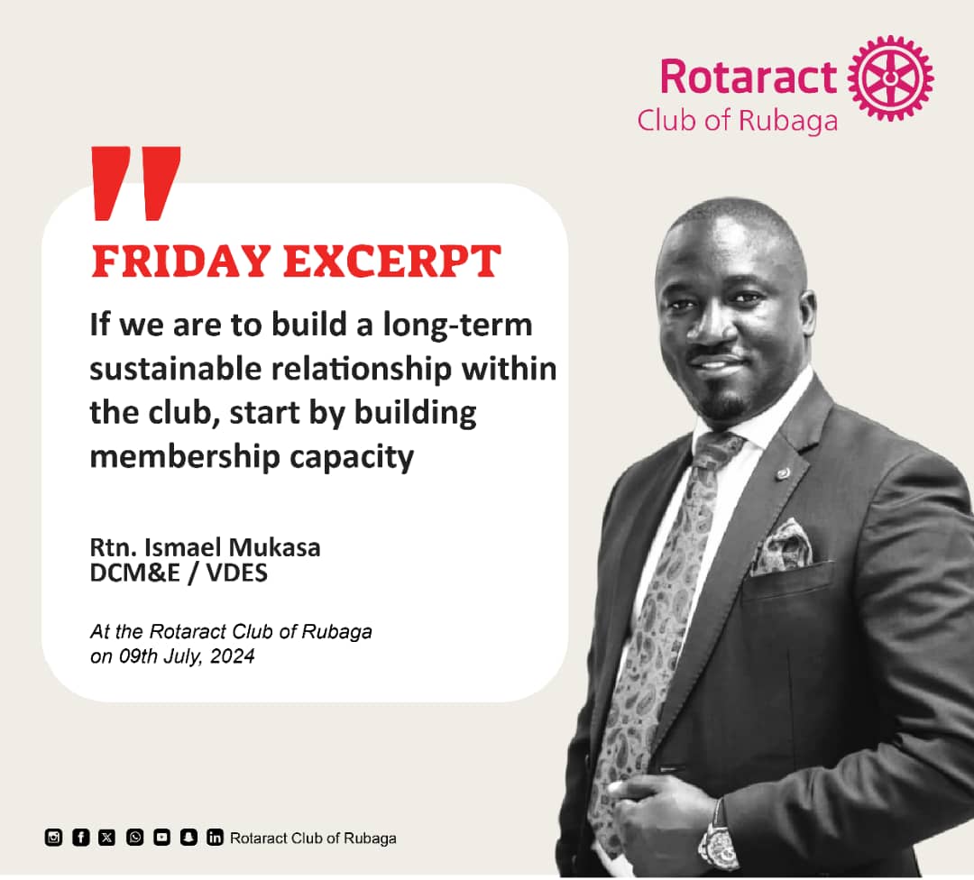 RotaractRubaga's tweet photo. π EXCERPT FRIDAY π
In today's Friday Excerpt, we reminisce about Rtn @Ismaelnsamba's insights at the Rotaract Club of Rubaga on Tuesday, 9th July 2024.
#PRTeam
#TheElites
#FridayExcerpt
#TheRubagaWay
Rotaract Club of Rubaga
info@rotaractrubaga.org https://t.co/h3Fza018ts