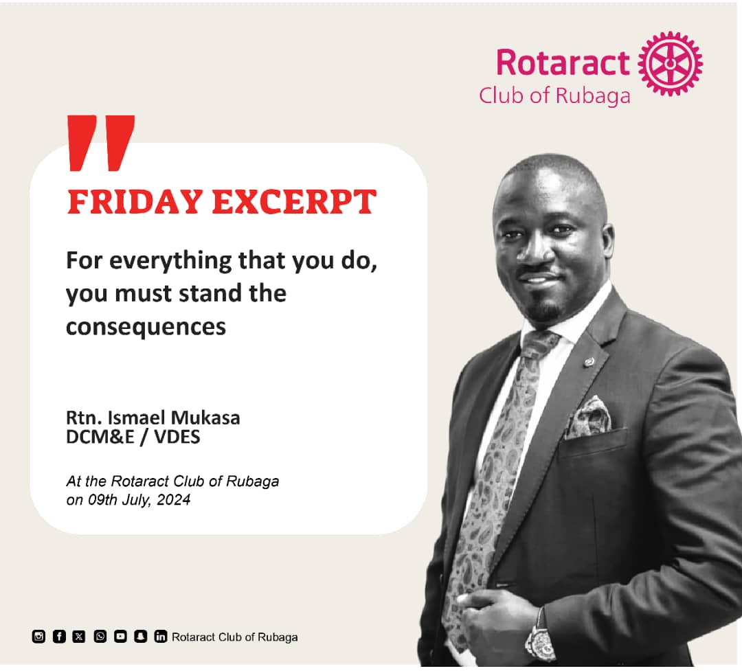 RotaractRubaga's tweet photo. π EXCERPT FRIDAY π
In today's Friday Excerpt, we reminisce about Rtn @Ismaelnsamba's insights at the Rotaract Club of Rubaga on Tuesday, 9th July 2024.
#PRTeam
#TheElites
#FridayExcerpt
#TheRubagaWay
Rotaract Club of Rubaga
info@rotaractrubaga.org https://t.co/h3Fza018ts
