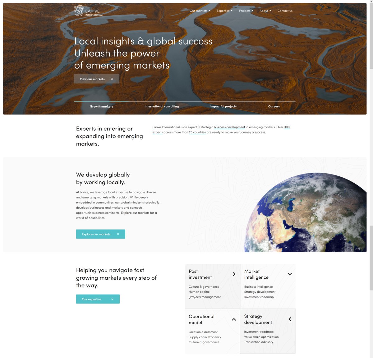 The new Larive International website is live!

larive.com

Check out our new branding, navigation, and services, and discover why we develop globally by working locally.

Unleashing the power of emerging markets

#DigitalMarketing #Creativity #Branding #Design