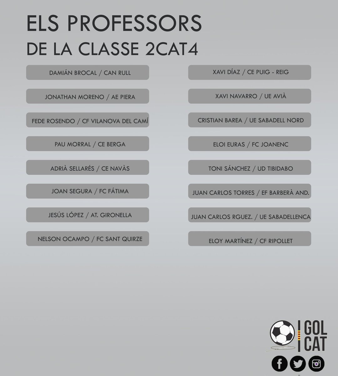 Gol_Cat's tweet photo. Novetats a les banquetes de Segona Catalana G4 2024 - 2025.

🧑‍🏫  Arriben Xavi Navarro, Eloy Martínez, Fede Rosendo, Toni Sánchez, Damián Brocal...molt nouvingut a #2cat4.

#futbolcat https://t.co/dChB29J68v
