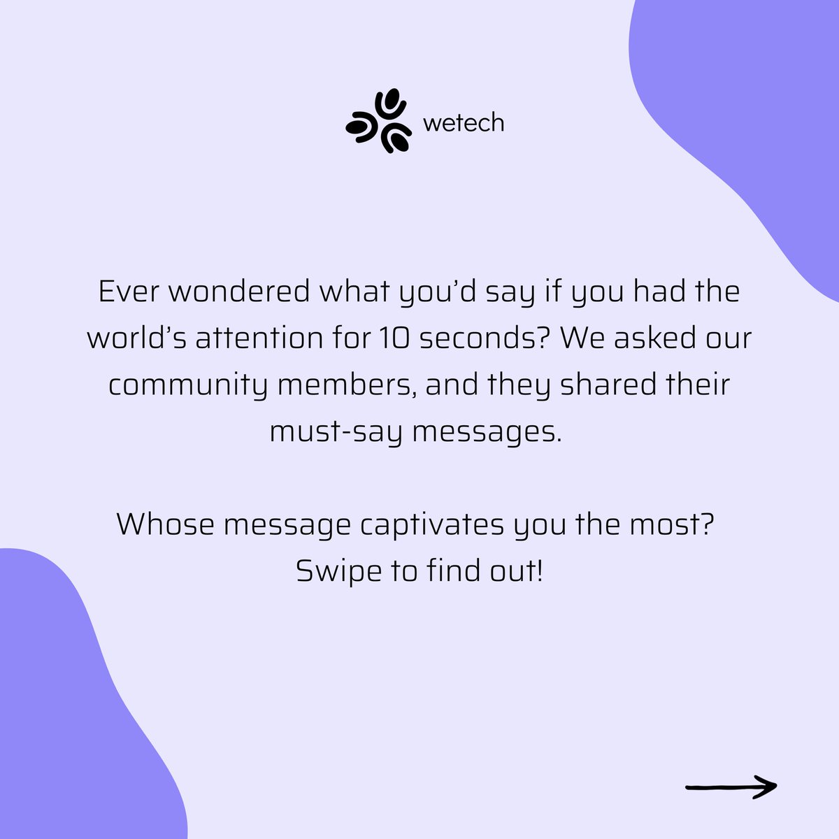wetechofficial's tweet photo. Your message to the world is…
First, whose message strikes a chord with you?
Share with us in the comments! 💙
#ShareYourMessage #WomenInTech #YourMessageYourPower https://t.co/Zsbzy2UVmV