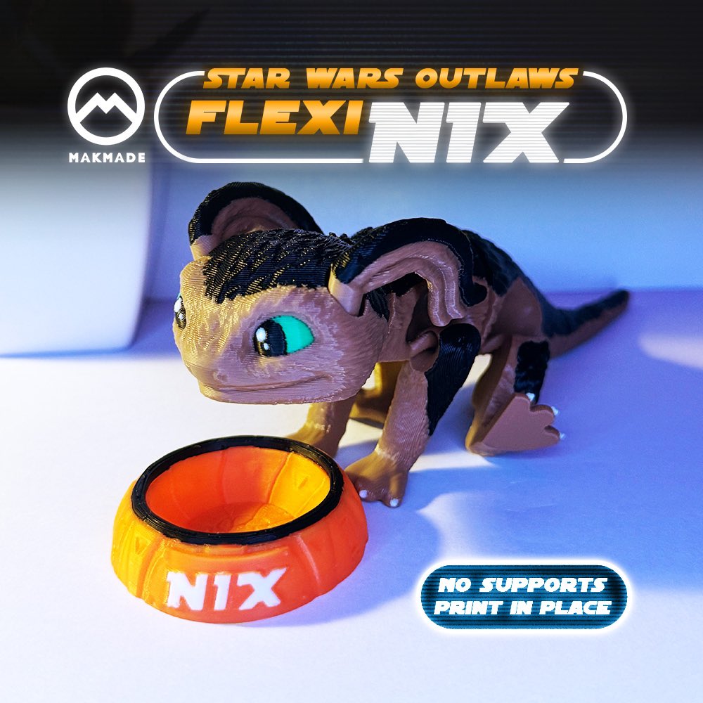 arts_makmade's tweet image. AVAILABLE NOW ON @cults3d and it&apos;s 50% oft for next 48 hours!!👌

Meet Nix from Star Wars Outlaws, an adorable and articulated 3D print-in-place buddy👍

#starwars #starwarsoutlaws #flexy #flexytoys #starwarsnix #articulated #fidgetoys #starwarstoys #3dprint #printinplace