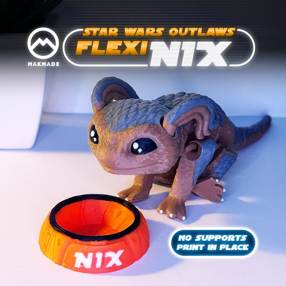 arts_makmade's tweet image. AVAILABLE NOW ON @cults3d and it&apos;s 50% oft for next 48 hours!!👌

Meet Nix from Star Wars Outlaws, an adorable and articulated 3D print-in-place buddy👍

#starwars #starwarsoutlaws #flexy #flexytoys #starwarsnix #articulated #fidgetoys #starwarstoys #3dprint #printinplace