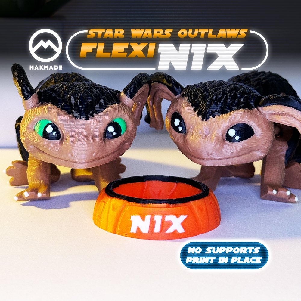 arts_makmade's tweet image. AVAILABLE NOW ON @cults3d and it&apos;s 50% oft for next 48 hours!!👌

Meet Nix from Star Wars Outlaws, an adorable and articulated 3D print-in-place buddy👍

#starwars #starwarsoutlaws #flexy #flexytoys #starwarsnix #articulated #fidgetoys #starwarstoys #3dprint #printinplace