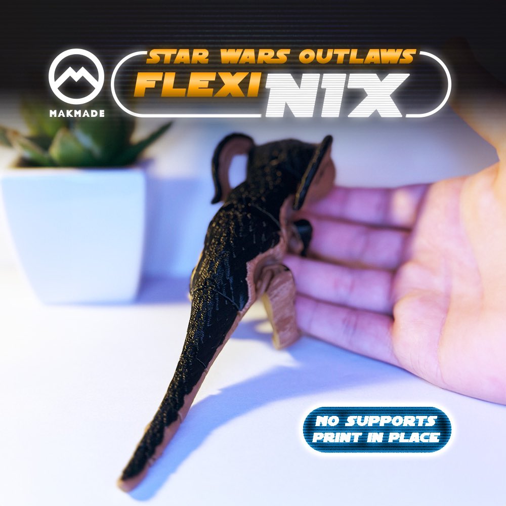 arts_makmade's tweet image. AVAILABLE NOW ON @cults3d and it&apos;s 50% oft for next 48 hours!!👌

Meet Nix from Star Wars Outlaws, an adorable and articulated 3D print-in-place buddy👍

#starwars #starwarsoutlaws #flexy #flexytoys #starwarsnix #articulated #fidgetoys #starwarstoys #3dprint #printinplace