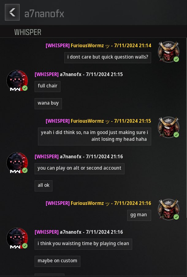 furiouswormz's tweet photo. Iv actually stopped caring at this point. There are way too many people cheating and they don’t given a single F**k anymore. When you play enough you can see clear as day the little tells that they are cheating! https://t.co/Wc4x7Dmbkr